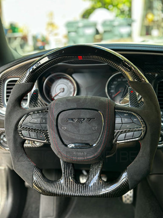 2015+ Dodge Charger/Challenger/Durango/Wk2 Jeep Srt/Trackhawk Carbon Fiber Steering Wheel