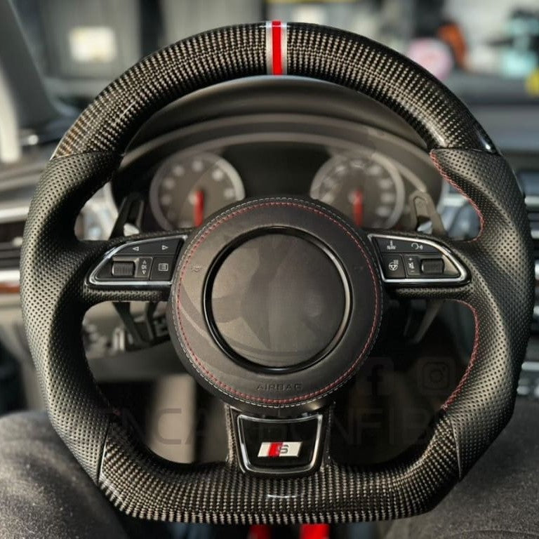 2010-2018 Audi A6/S6/RS6, A7/S7/RS7, A8/S8 Carbon Fiber Steering Wheel