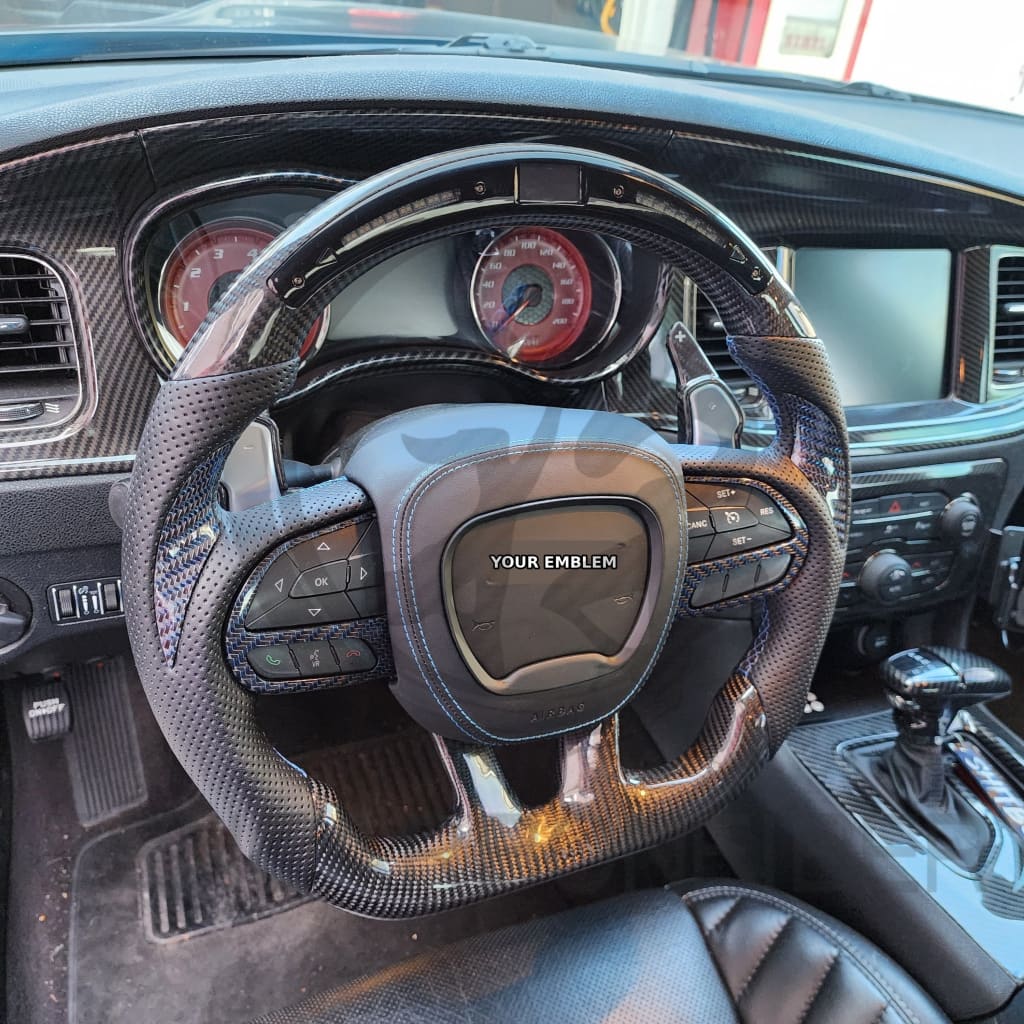 2015-2023 Dodge Charger/Challenger/Durango/WK2 Jeep SRT/Trackhawk Carbon Fiber Steering Wheel - Steering Wheels