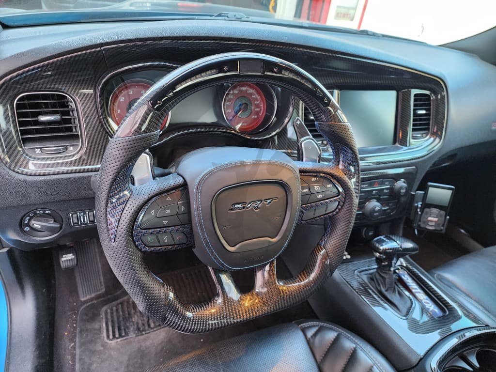 2015 + Dodge Charger/Challenger/Durango/Wk2 Jeep Srt/Trackhawk Carbon Fiber Steering Wheel