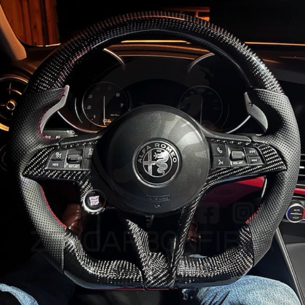 2016-2019 Alfa Romeo Giulia/Stelvio Carbon Fiber Steering Wheel - Steering Wheels