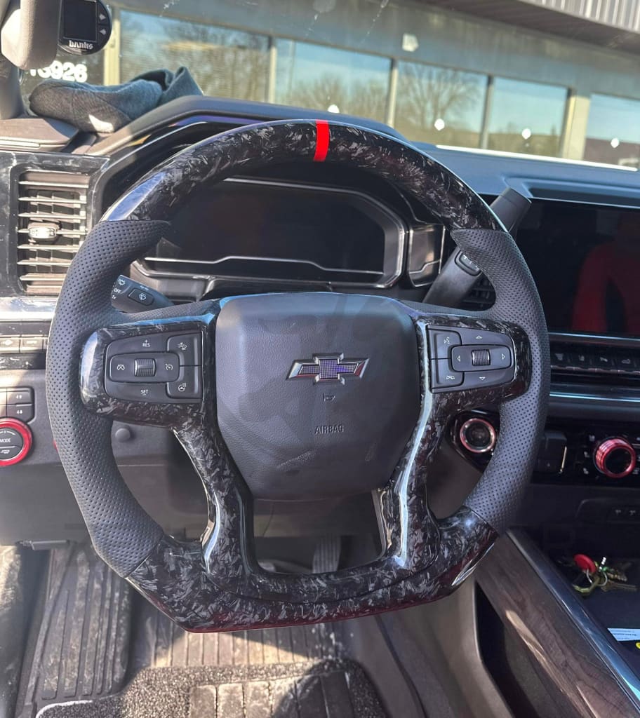 2019+ Chevrolet Silverado Custom Carbon Fiber Steering Wheel