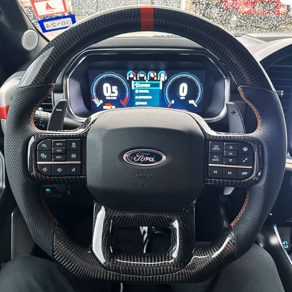 2021+ Ford F150 Raptor Carbon Fiber Steering Wheel - Steering Wheels
