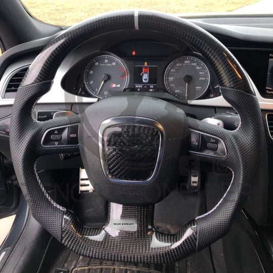 2004-2011 Audi B7/B8/8P A3/S3/RS3, A4/S4/RS4, A5/S5/RS5 Carbon Fiber Steering Wheel