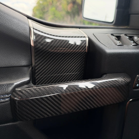 2015-2020 Ford F150/Raptor Carbon Fiber Interior Door Handle Covers(4-Piece Set)