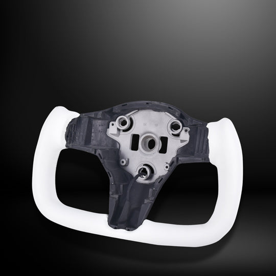 In Stock - 2017-2023 Tesla Model 3/Y Heated Yoke Steering Wheel White / Without Carbon Fiber Side