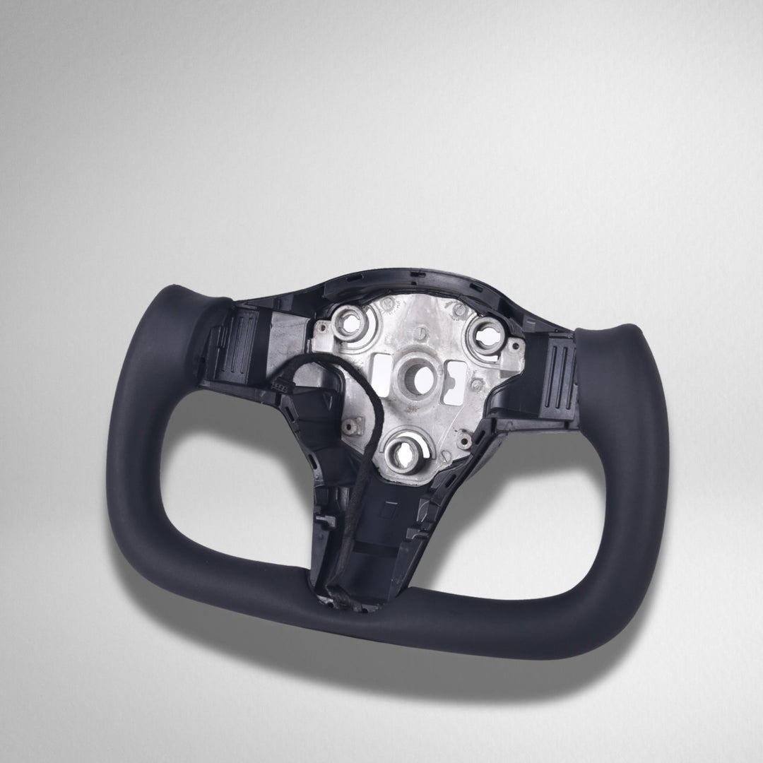 In Stock - 2017-2023 Tesla Model 3/Y Heated Yoke Steering Wheel Black / Without Carbon Fiber Side
