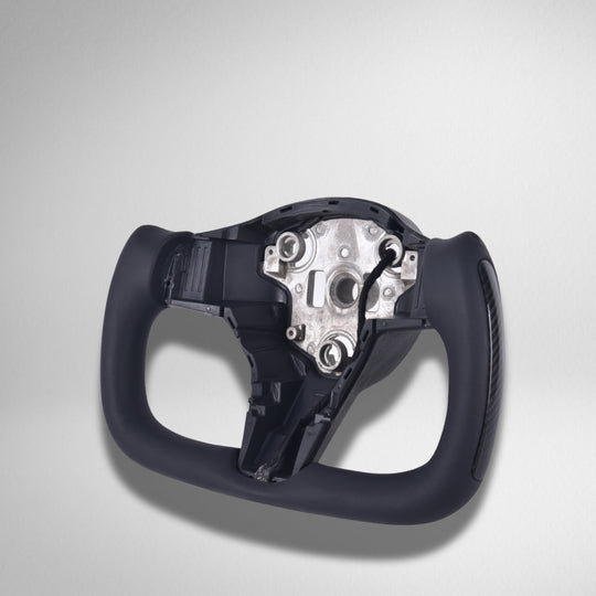 In Stock - 2017-2023 Tesla Model 3/Y Heated Yoke Steering Wheel Black / With Carbon Fiber Side