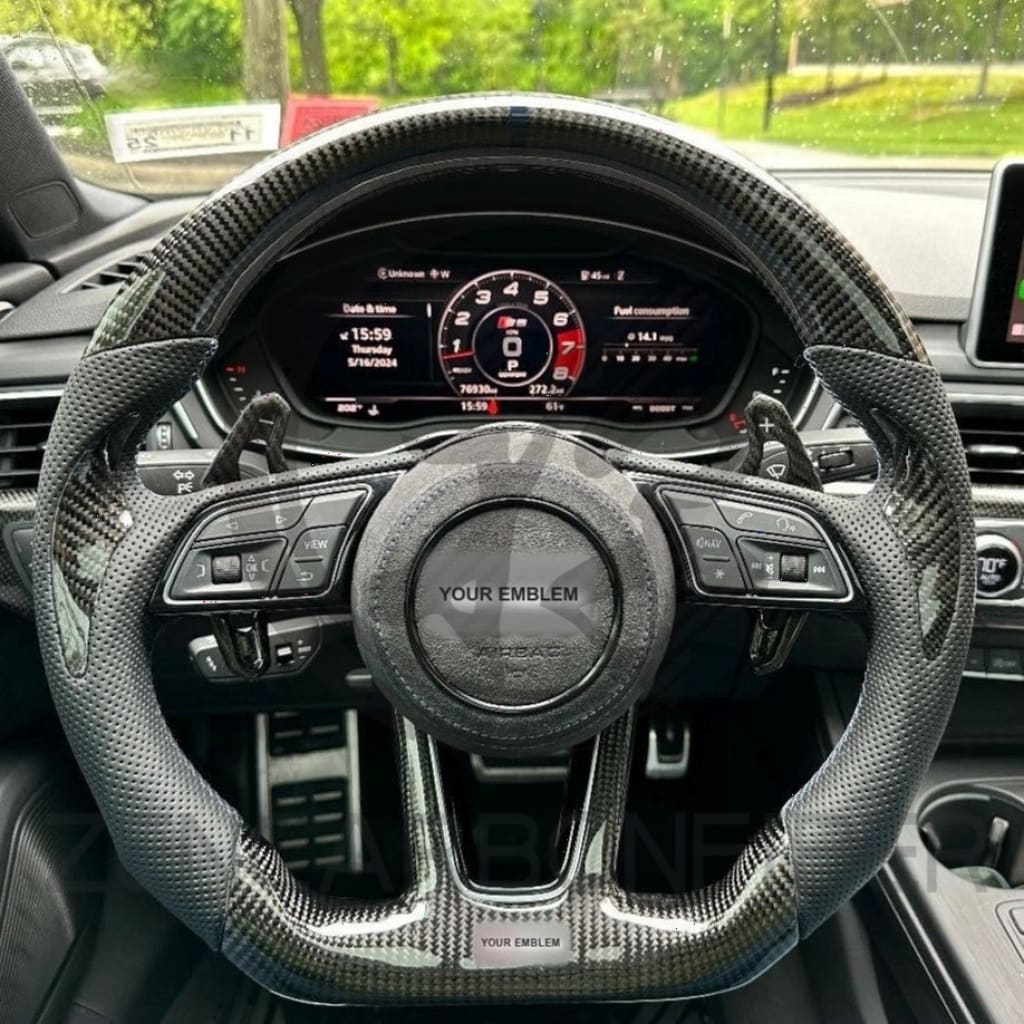 Audi B9/2017-2025 8V A/S/RS 3/4/5 Carbon Fiber Steering Wheel - Steering Wheels