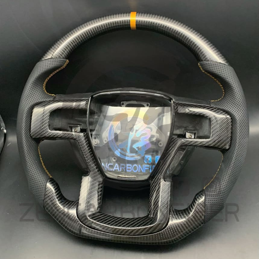 Real Carbon Fiber Steering Wheel For 21-24 Ford F150/Raptor with Paddle Real Carbon Fiber Steering Wheel For 21-24 Ford F150/Raptor with Paddle