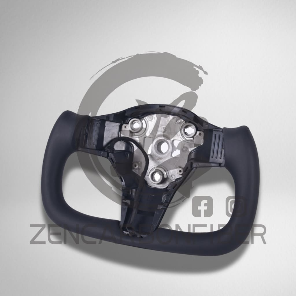 In Stock - 2017-2023 Tesla Model 3/Y Heated Yoke Steering Wheel Black / Without Carbon Fiber Side