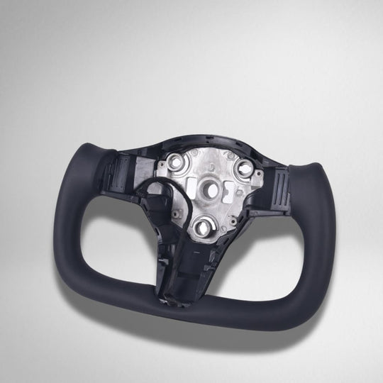 In Stock - 2017-2023 Tesla Model 3/Y Heated Yoke Steering Wheel Black / Without Carbon Fiber Side