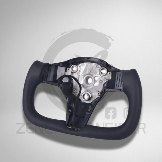 In Stock - 2017-2023 Tesla Model 3/Y Heated Yoke Steering Wheel Black / Without Carbon Fiber Side