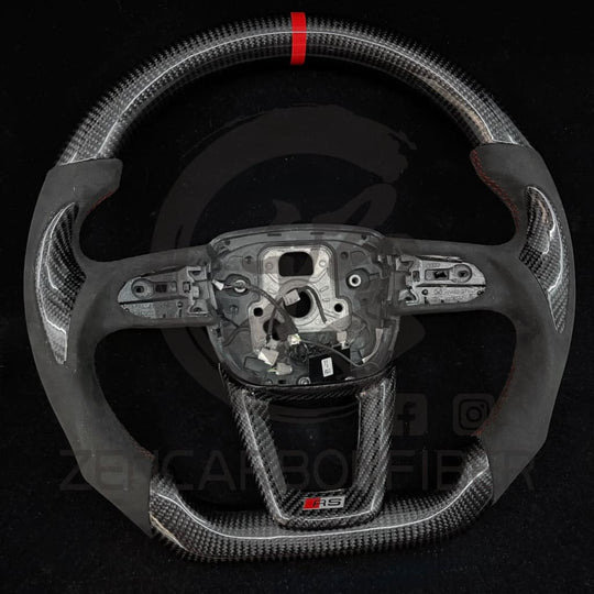 IN STOCK - 2021-2025 Audi B9.5 A/S/RS 4/5 S/RS Q7/8 Carbon Fiber Steering Wheel - Steering Wheels